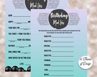 Insane lib birthday Etsy image about Happy Birthday Mad Libs Printable named Insane lib birthday Etsy
